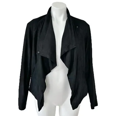 Vince Leather Paper Weight Waterfall Black Suede Moto Jacket Size XS • $65