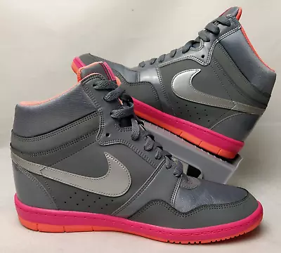 Nike Force Dunk Sky Shoes Womens US 11 High Hidden Wedge Heel Grey 629746-008 • $164.95