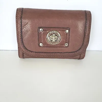$25 • Buy Marc Jacobs Medium Bifold Compact Wallet Leather 5x4 Purple Brown  Turnlock 