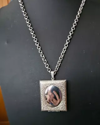 Vintage Silver Tone Square Locket Pendant Necklace     20  • $6