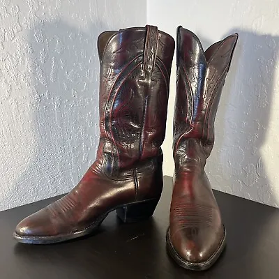 Vintage Lucchese HandMade Cowboy Boots Black Cherry 9D L663064 USA W Shapers • $265