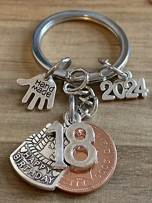 18th BIRTHDAY GIFT KEYRING 2006 COIN & CHARM Keychain IN GIFT BAG • £7.99