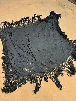 1920s/20s Antique Large Piano Shawl Silk Black As Is Repurpose Upcycle Study Vtg • $35