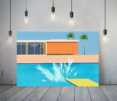 £64.99 • Buy Hockney Style 14- Framed Canvas Artist Wall Art Paper Picture Print- Pool Splash