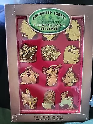 12 VINTAGE KURT ADLER MINIATURE BRASS ORNAMENTS Sleigh Angel Nativity Tree NIB • $12