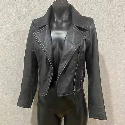 Revival Authentic Leather Cropped Biker Jacket Size 8 Or XS • $32.99
