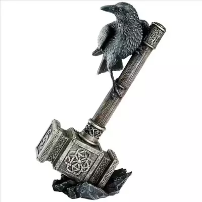 Raven Guardian Of Thor'S Thunder Hammer Mjolnir Statue Symbol Of Norse Power • $47.49