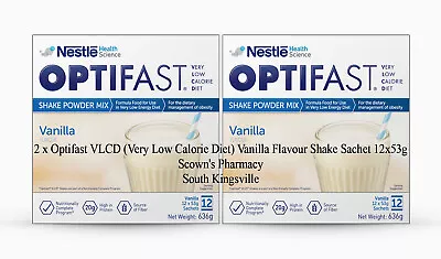 £58.84 • Buy 2 X Optifast VLCD Weigth Loss Diet Vanilla Flavour Shake Sachet 12x53g =24 Packs