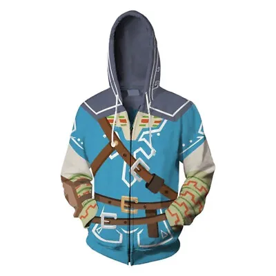 The Legend Of Zelda Link Champion's Tunic Cosplay Hoodie Zip Up Jacket • $35.19