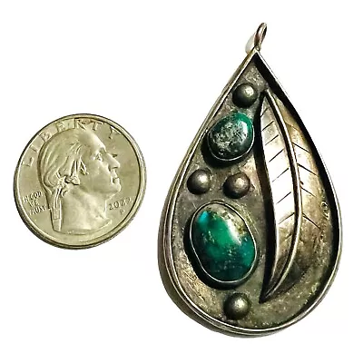 Vtg 1974 Signed Native American Sterling Silver Kingman? Turquoise Silver Matrix • £64.74