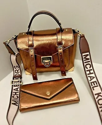 Michael Kors Medium School Satchel Handbag Shoulder Crossbody Purse Bag + Wallet • $179