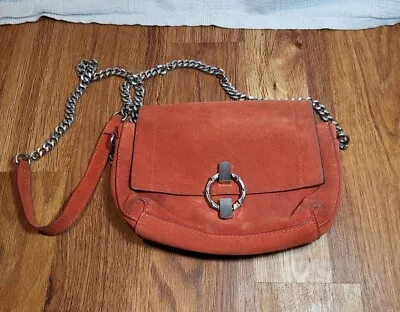 Zara Mini Small Split Suede Crossbody Chain Strap Shoulder Bag Orange • $19.50