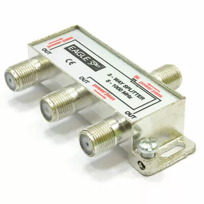 F-Type Screw Connector Splitter For Virgin Cable 5-1GHz 3 Way • £3.83