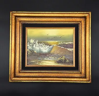 Vintage Claude Terray Signed Framed Painting On Canvas Seascape Sea Ocean  • $119.99