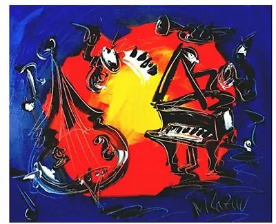 JAZZ MUSIC  Mark Kazav Original Oil Painting Wall  POP ART UNIQUE STYLE RBUWgGE  • $99