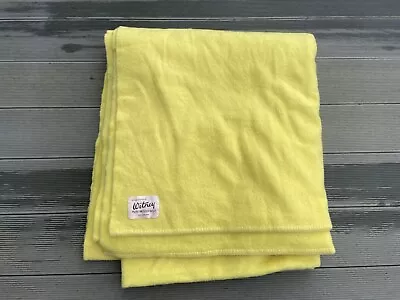 £35 • Buy Vintage Guaranteed Witney Pure Merino Wool Blanket 88” X 98” Lemon Yellow