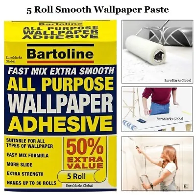 5 Roll Extra Strong Wallpaper Adhesive Paste Super Stick Wall Paper Paste • £2.95