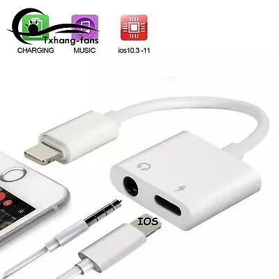 IPhone 3.5mm 2 1 Headphone Jack AUX Splitter Adapter For 11 SE X 8 7Plus A2TF • $5.51