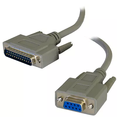 DB9 9 Pin Serial Female To 25 Pin Male Data Cable 2m • £6.29