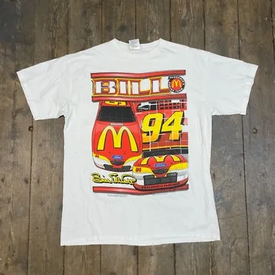 Nascar T-Shirt Y2K Vintage Graphic McDonalds Racing Team Tee White Mens XL • £35