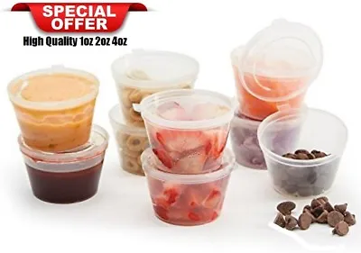 Hinged Lid Clear Plastic Sauce Containers Cups Pot Tub Deli - FREE DELIVERY!! • £4.85