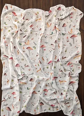 Lou Lou Lollipop Bamboo Muslin Swaddling Baby Blanket Gnomes Mushrooms Animals  • $14.99