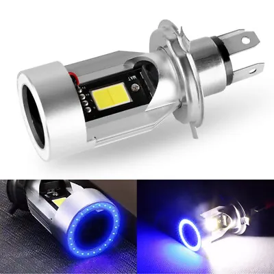 25W H4 HB2 9003 Motorcycle LED Headlight Bulb Hi/Lo Power Blue Angel Eyes 2600LM • $14.88