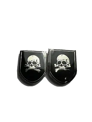 Custom Made Cufflinks Handmade Skull Head Shield Military Silver Black • $19.99