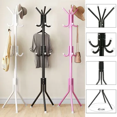 Coat Stand With 12 Hooks Clothes Rack 3 Tier Freestanding Metal Hanger Coat Rack • £9.98