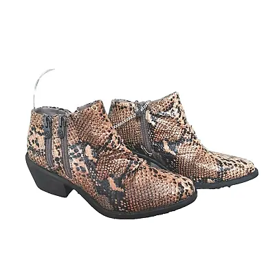 Blowfish Boot 6 Snake Skin Ankle Zip Bootie Brown Block Heel Malibu Wander • $27.06