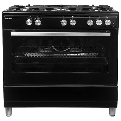 ElectriQ 90cm Gas Single Oven Range Cooker - Black EQRANGE90GASBLACK • £539.92