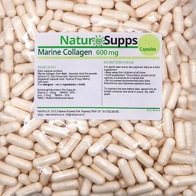 Marine Collagen 600mg Capsules - No Synthetics - UK Made – NaturPlus • £8.49