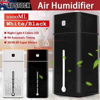 1L Ultrasonic Air Humidifier Mist Aroma Diffuser Oil Purifier LED Light USB NEW • $15.55