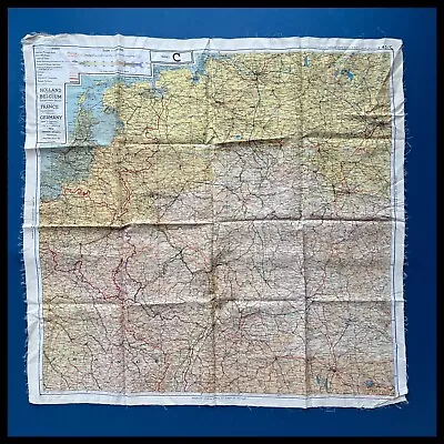 WWII Royal Air Force RAF Pilots Silk Escape Evasion Map • £285.95