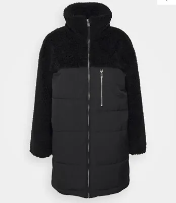 Vero Moda Curve Black Sherpa Puffer Coat Size 18 NEW • $99