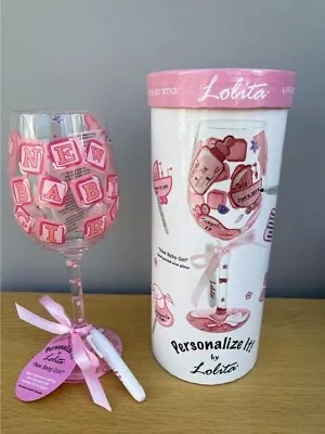 Lolita New Baby Girl Wine Glass Hand Painted Wine Glass In Box • £18.99