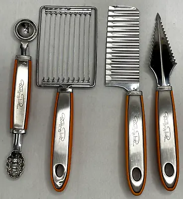 WOLFGANG PUCK 4 Piece Lot Prep & Garnish Stainless Steel Tools Orange Handle EUC • $15