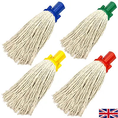 £9.99 • Buy Cotton Mop Heads Replacement Colour Coded Floor Screw On Heavy Duty Socket Head