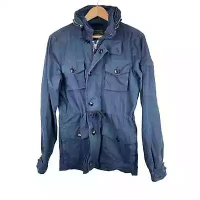 J. Crew Men's Size XS Navy Blue Full Zip Hooded Cotton Utility Chore Jacket • $24