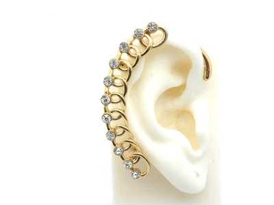 $3.99 • Buy New Clip On Earring Gold Plated Women One Piece Over Ear Cuff  2  No Piercing