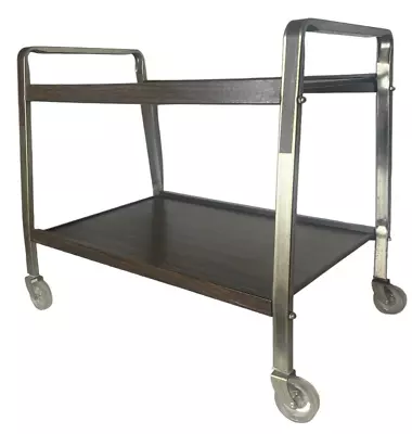 Vintage Mid Century Modern Formica Aluminum Metal Rolling 2-Tier Bar TV Cart • $149.65