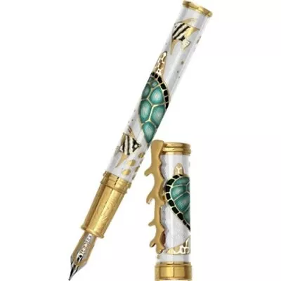 NEW David Oscarson Sea Turtle Gold Vermeil Hard Enamel Fountain Pen White • $6400