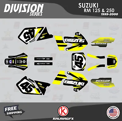 Graphics Kit For SUZUKI RM125 RM250 1999 2000 99 00 DIVISION-Yellow • $87.99