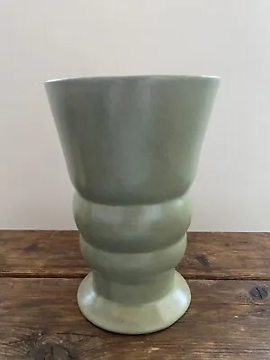 Vintage HAEGER Vase Urn Art PotterY Olive Sea Foam Speckled Green Glaze Planter • $17.99