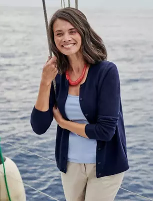 Woolovers Cashmere Merino Crew Neck Cardigan Navy- Freepost • $45