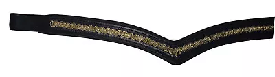 16” V Shape Dark Brown Leather Browband With Gold Accents • $50