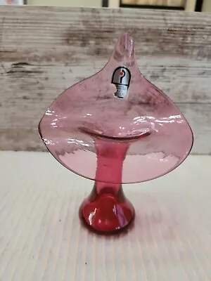 Vintage Pilgrim Cranberry Glass Jack In The Pulpit Vase Studio Art 6  Tall • $16