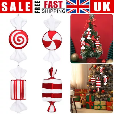 Giant White Red Glitter Candy Xmas Decor Cane Or Sweet Tree Display Christmas • £6.59