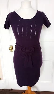 £5 • Buy Nougat Short Sleeve Jumper Dress Size 10 Lambswool Angora Cashmere Purple