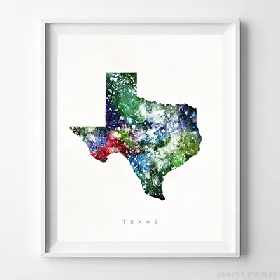 $7.95 • Buy Texas Watercolor Map Wall Art Home Decor Poster Artwork Gift Print UNFRAMED
